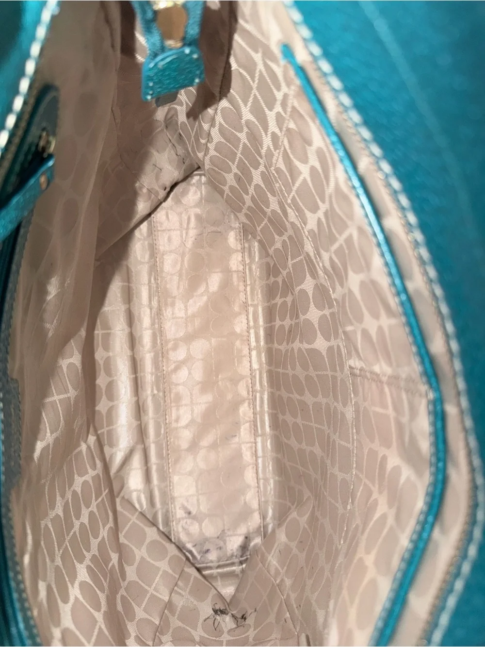 kate spade Teal Leather Tote with Gold Hardware